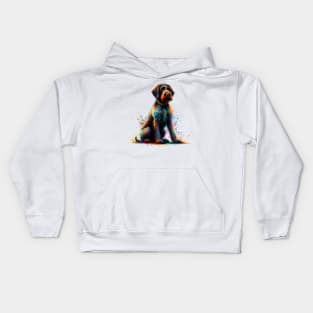 Vibrant Slovakian Wirehaired Pointer in Splash Art Kids Hoodie